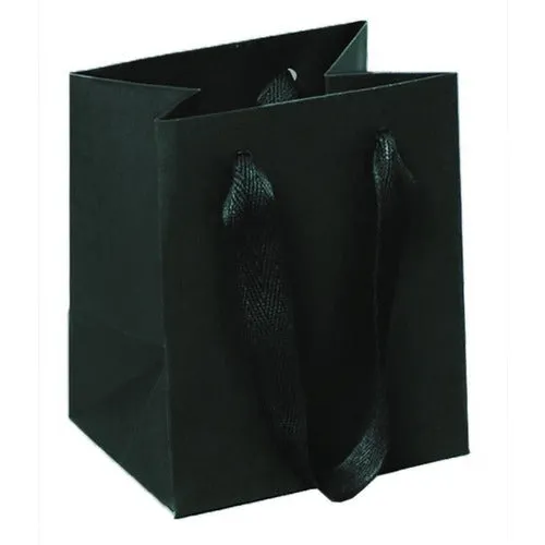 Manhattan Twill Handle Shopping Bags-Black - 5.0 x 4.0 x 6.0