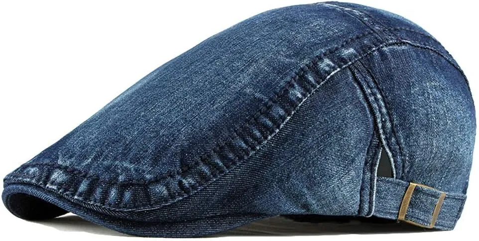 Men's Hats Denim Cotton Newsboy Cap Driving Hunting Cabbie Hats (2 Pack)