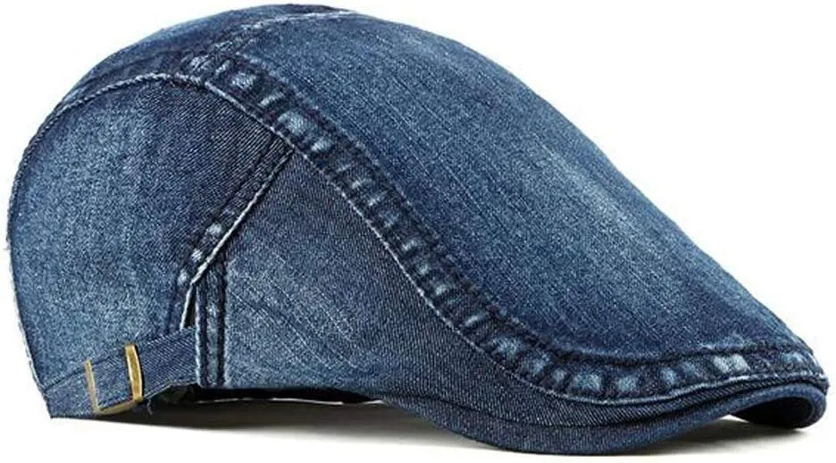 Men's Hats Denim Cotton Newsboy Cap Driving Hunting Cabbie Hats (2 Pack)