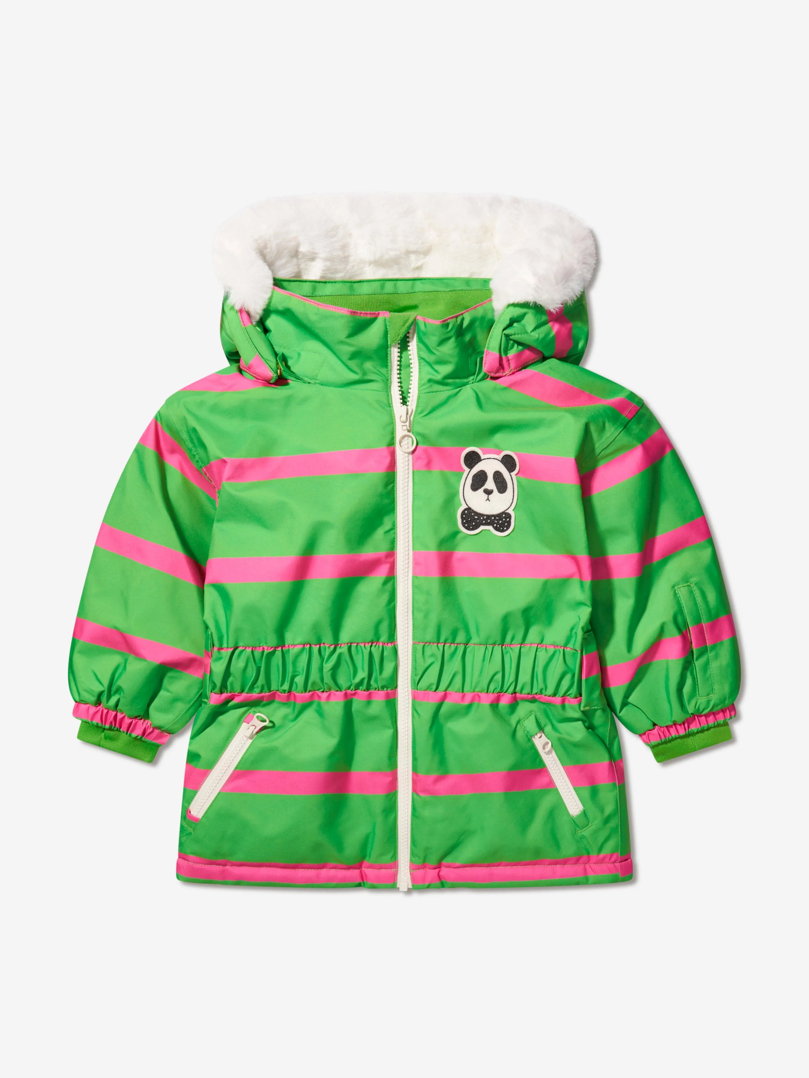 Mini Rodini Girls Panda Soft Ski Jacket in Green