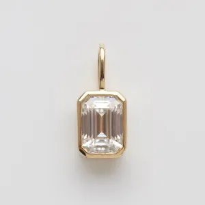 Moissanite Emerald Cut Bezel Set Pendant