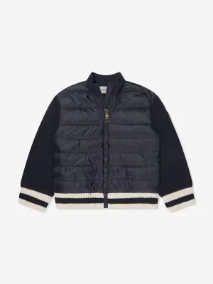 Moncler Enfant Girls Down Padded Zip Up Cardigan in Navy