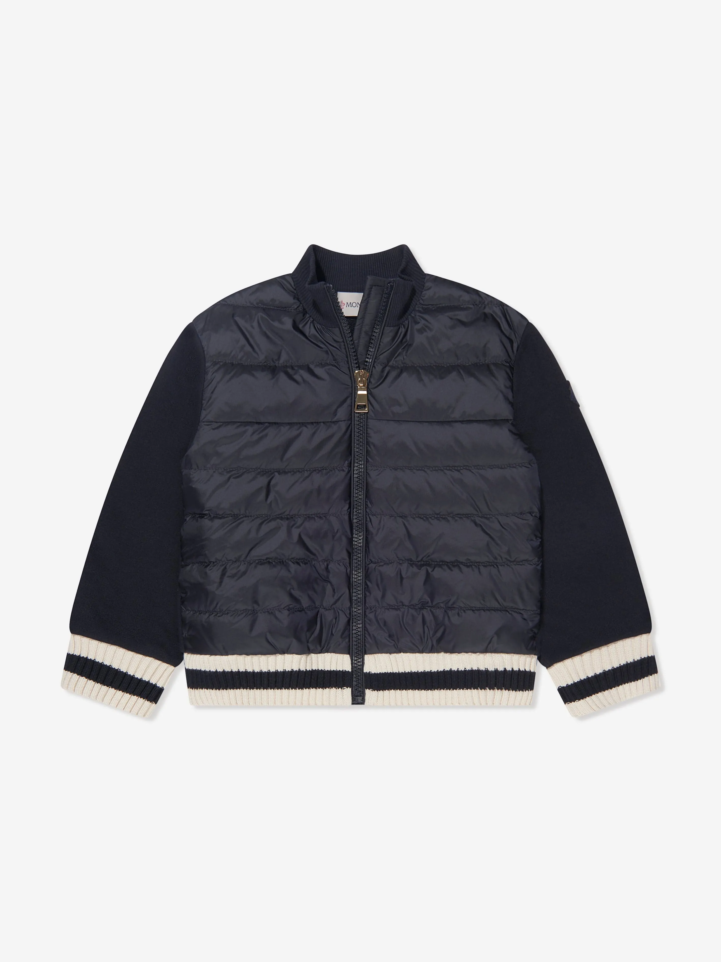 Moncler Enfant Girls Down Padded Zip Up Cardigan in Navy