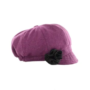 Newsboy Hat - Fuchsia Herringbone