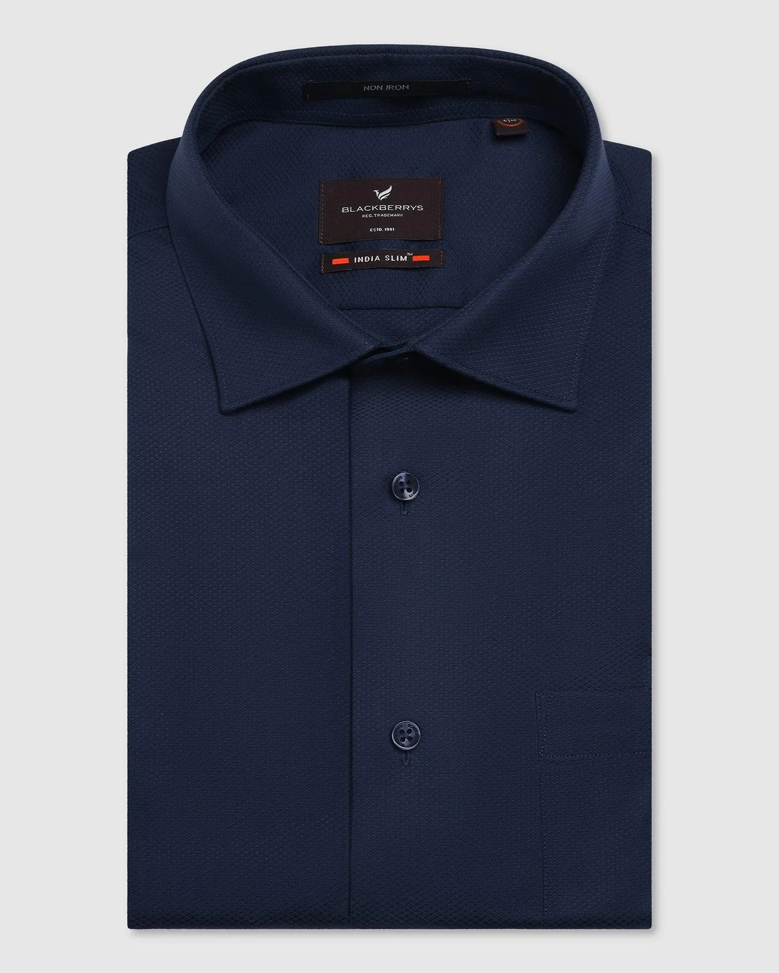 Non Iron Formal Navy Textured Shirt - P31