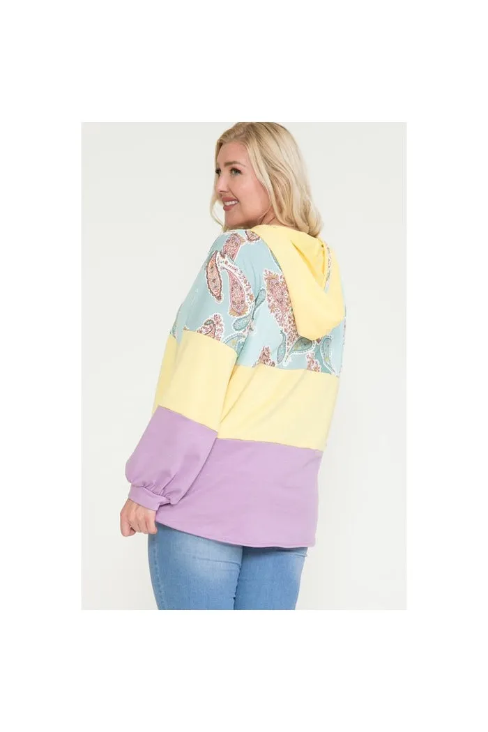 Paisley Color Block Hoodie