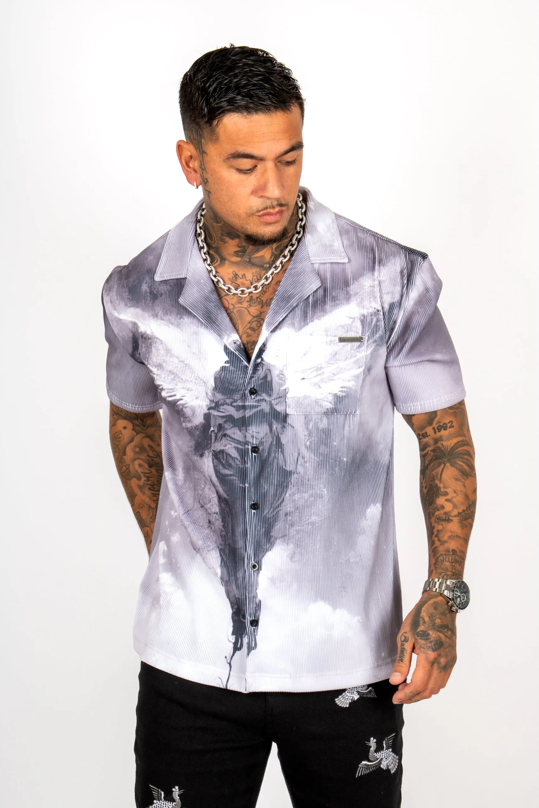 Plissé Angel Print Shirt