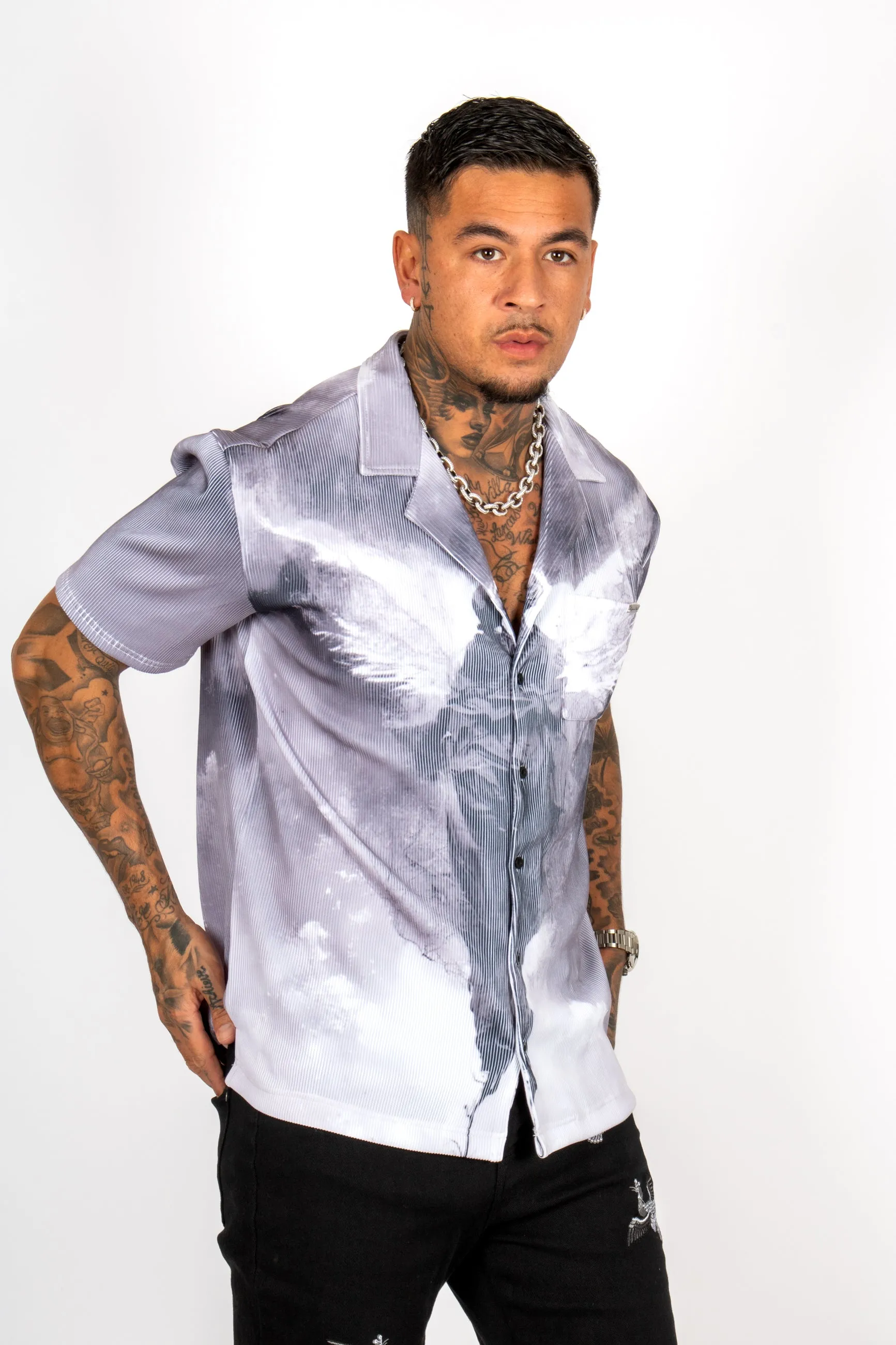 Plissé Angel Print Shirt