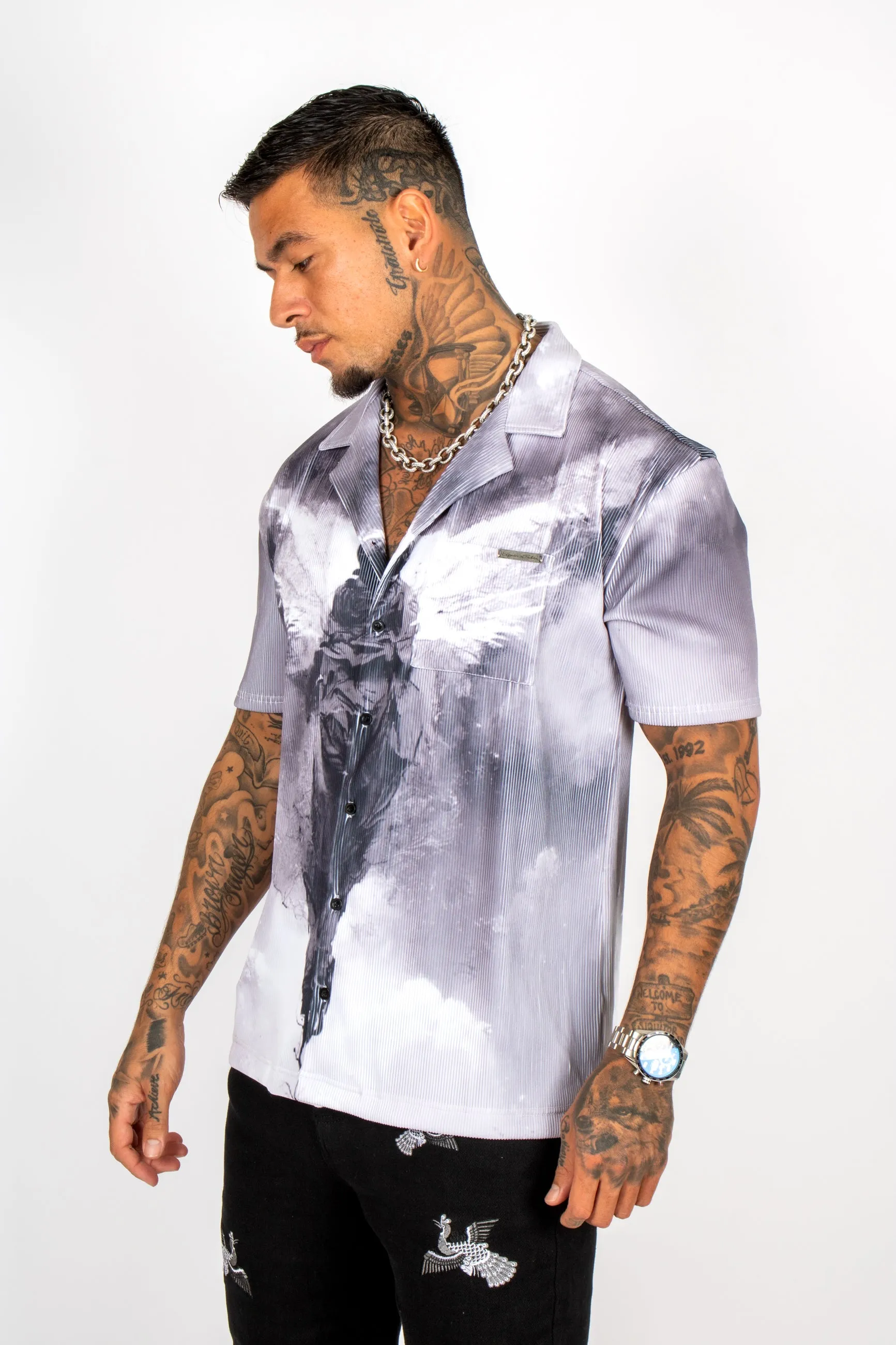 Plissé Angel Print Shirt