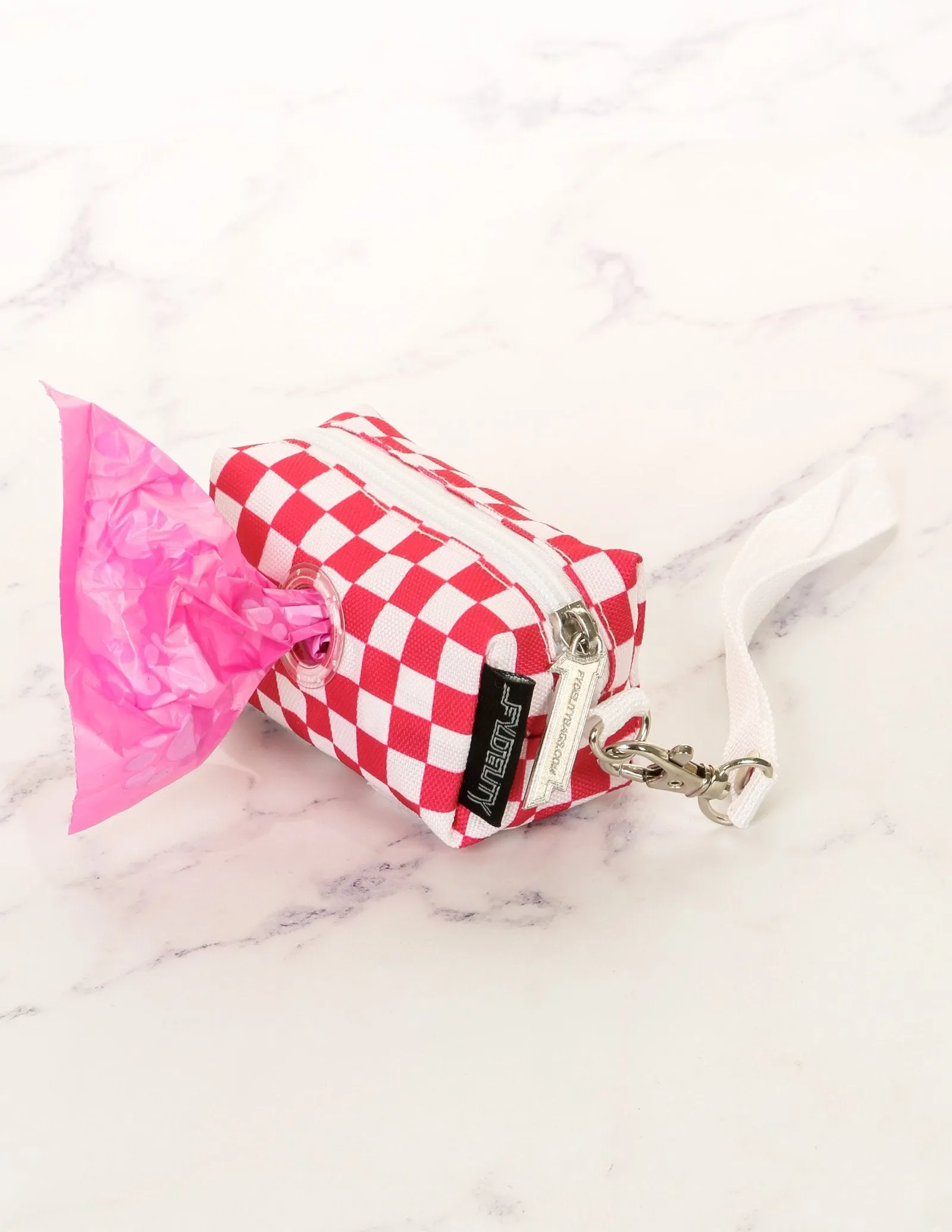 poopyCUTE | Cute Poop Bag Holder | INDY Check Red