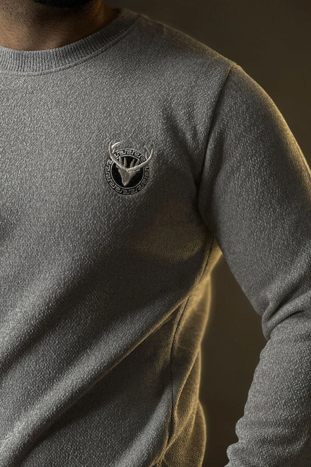 Pristine Grey Emblem Sweat Shirt - 1124159