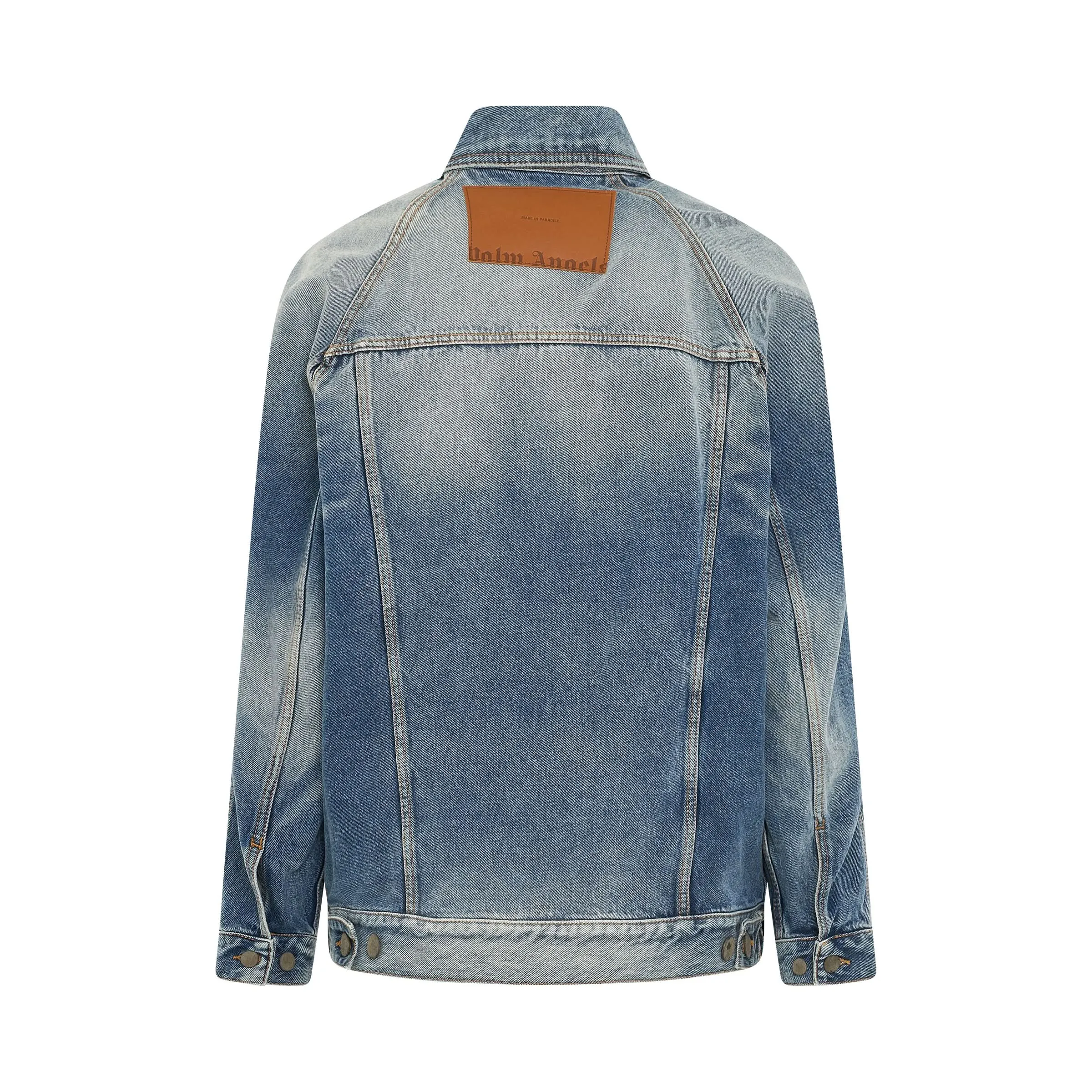 Reserve Dye Loose Denim Jacket in Light Blue