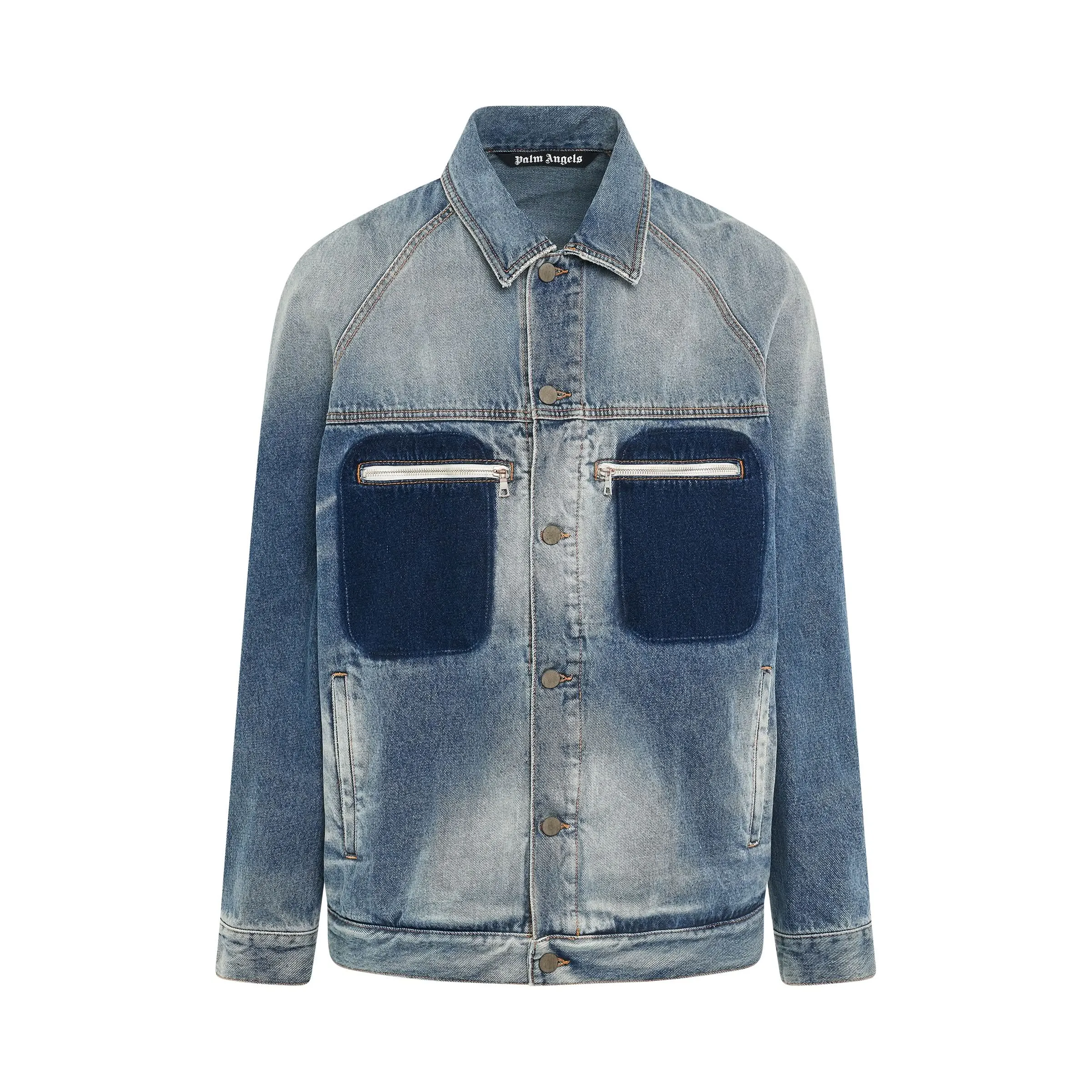 Reserve Dye Loose Denim Jacket in Light Blue