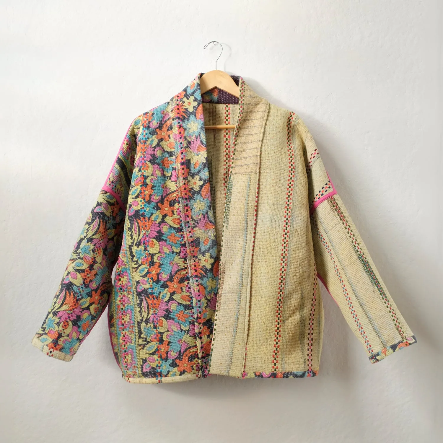 S Pale yellow with magenta florals Anoushka Jacket LM088