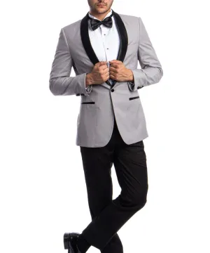 Slim Fit Tuxedo in Grey and Black