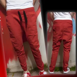 ^SOUTHPOLE^ (RED) COTTON JOGGER PANTS (SLIM FIT)