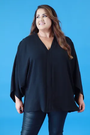 Stella Kimono Sleeve Blouse in Black