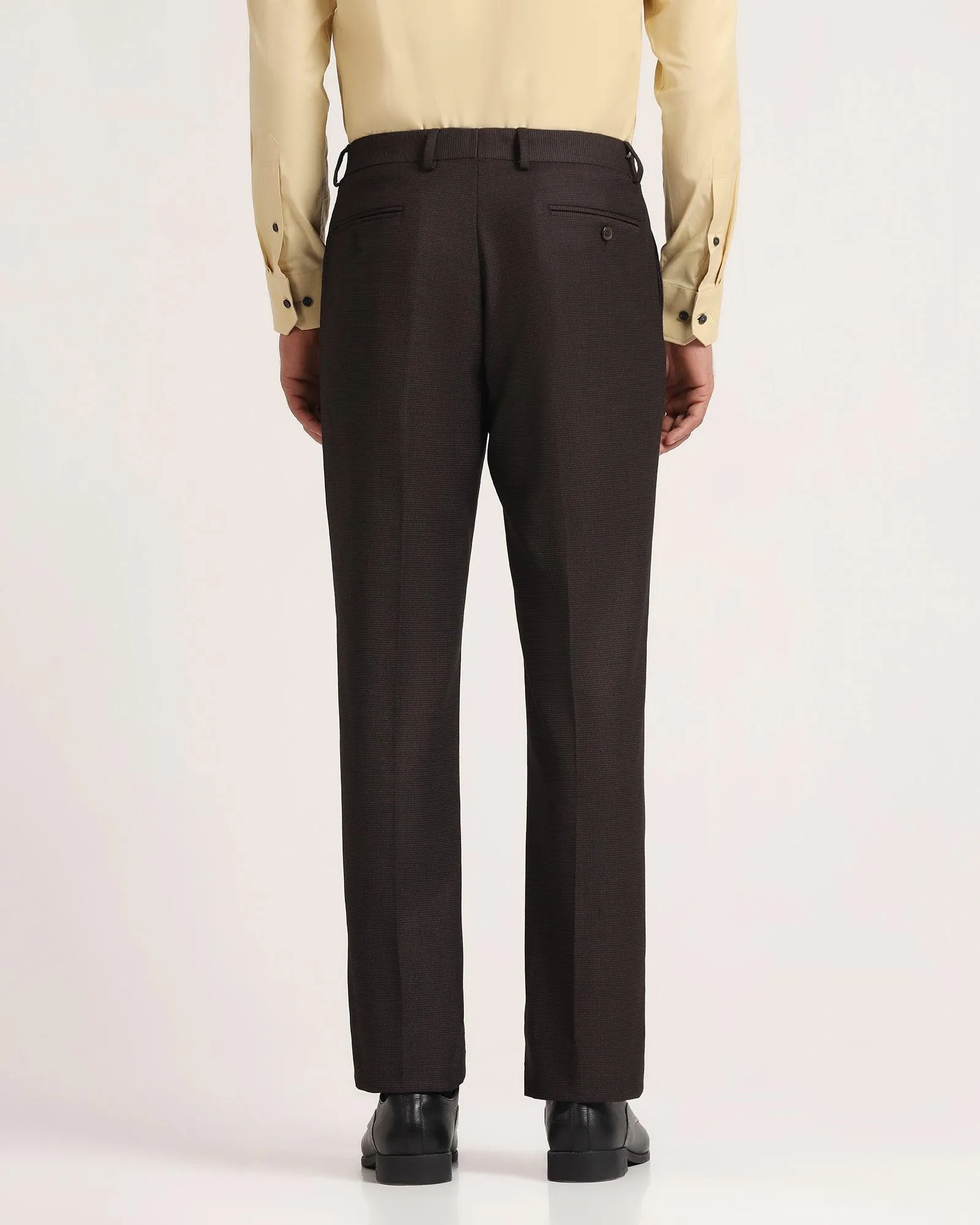 Straight B-90 Formal Brown Textured Trouser - Gusto