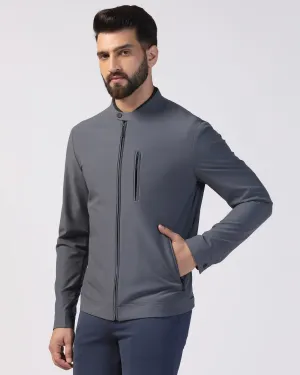 TechPro Dark Grey Solid Zipper Jacket - Captiva