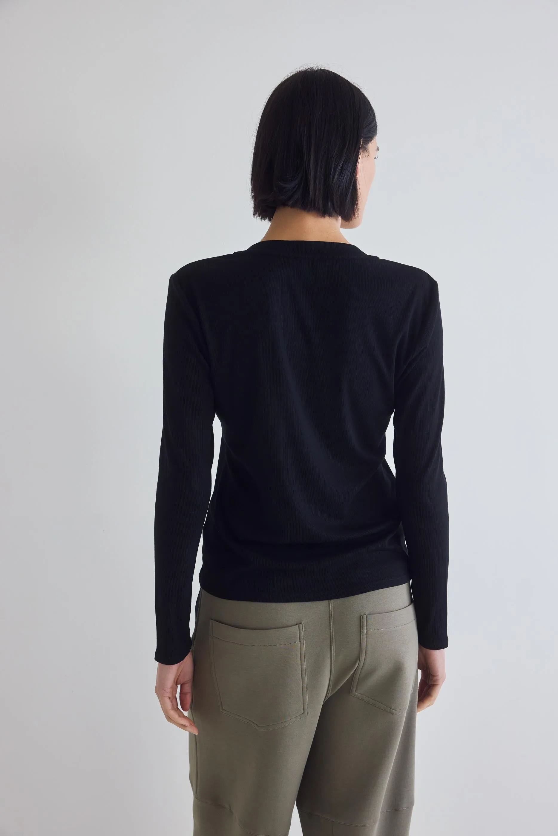 The Ribbed Long Sleeve V-Neck