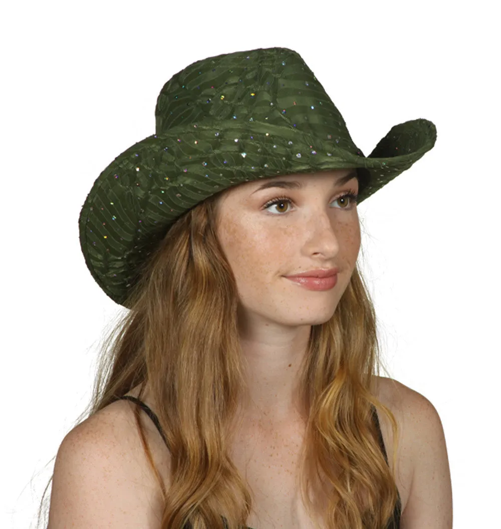 TopHeadwear Glitter Sequin Trim Cowboy Hat