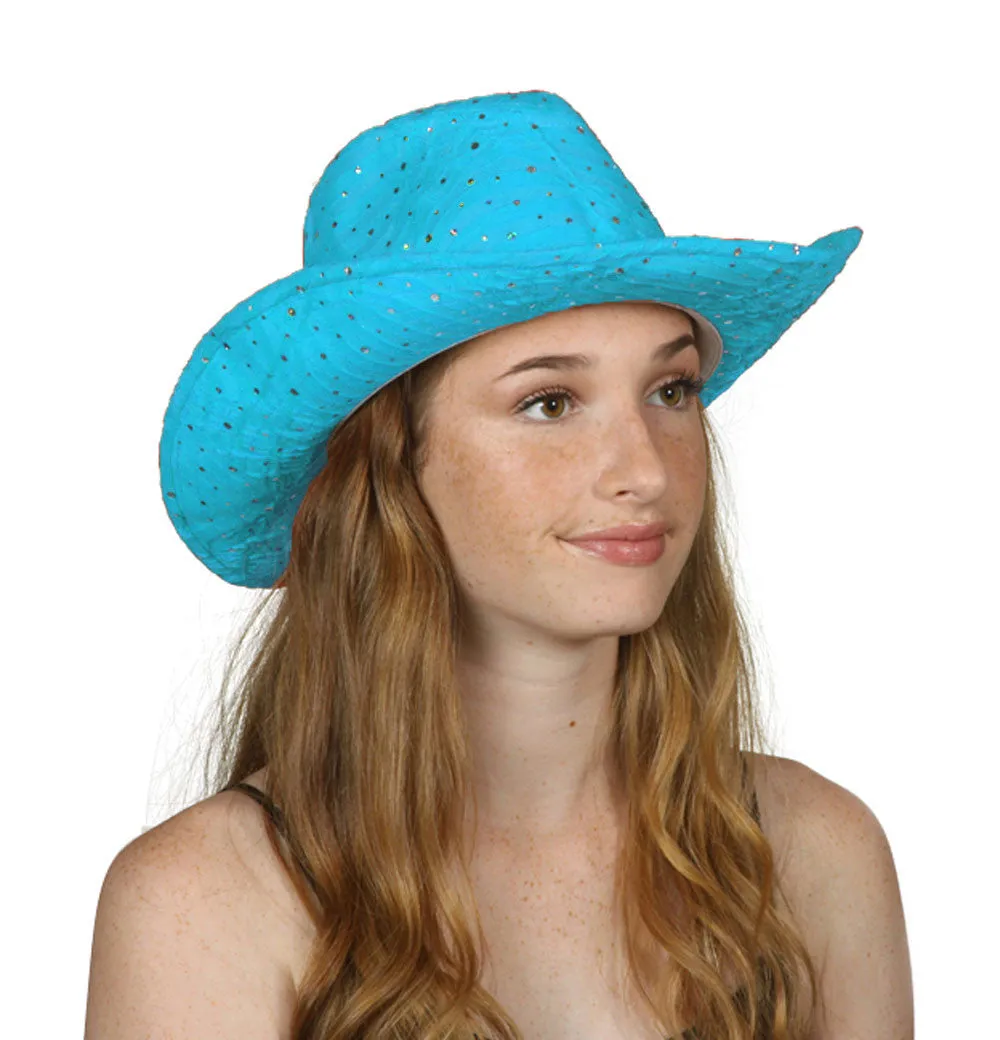 TopHeadwear Glitter Sequin Trim Cowboy Hat