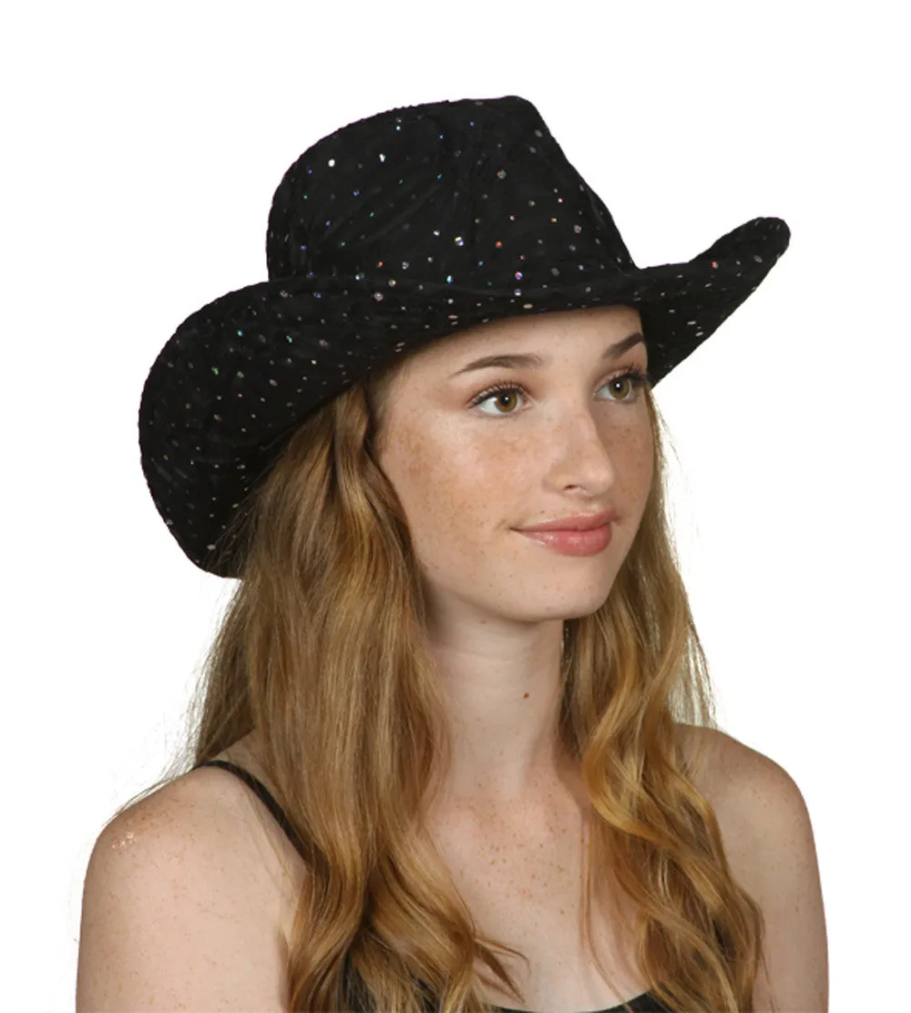 TopHeadwear Glitter Sequin Trim Cowboy Hat