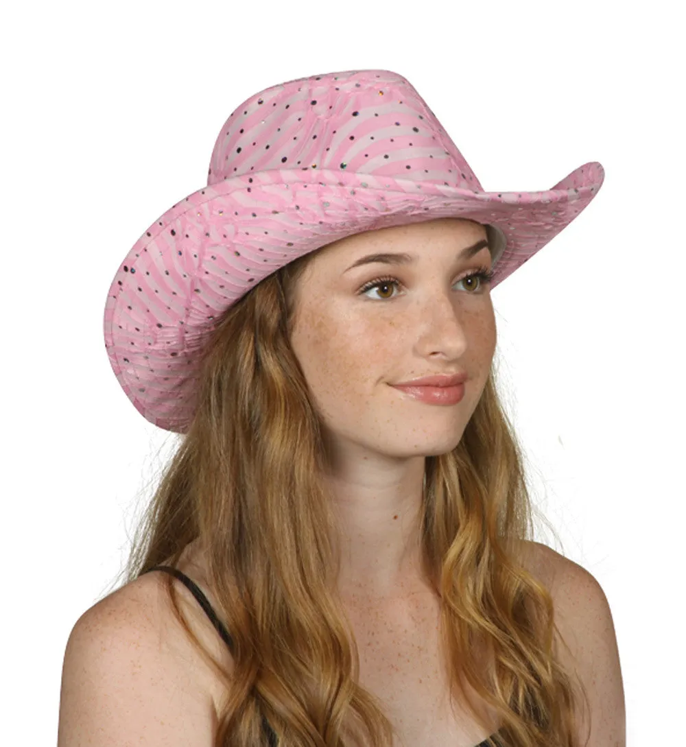 TopHeadwear Glitter Sequin Trim Cowboy Hat