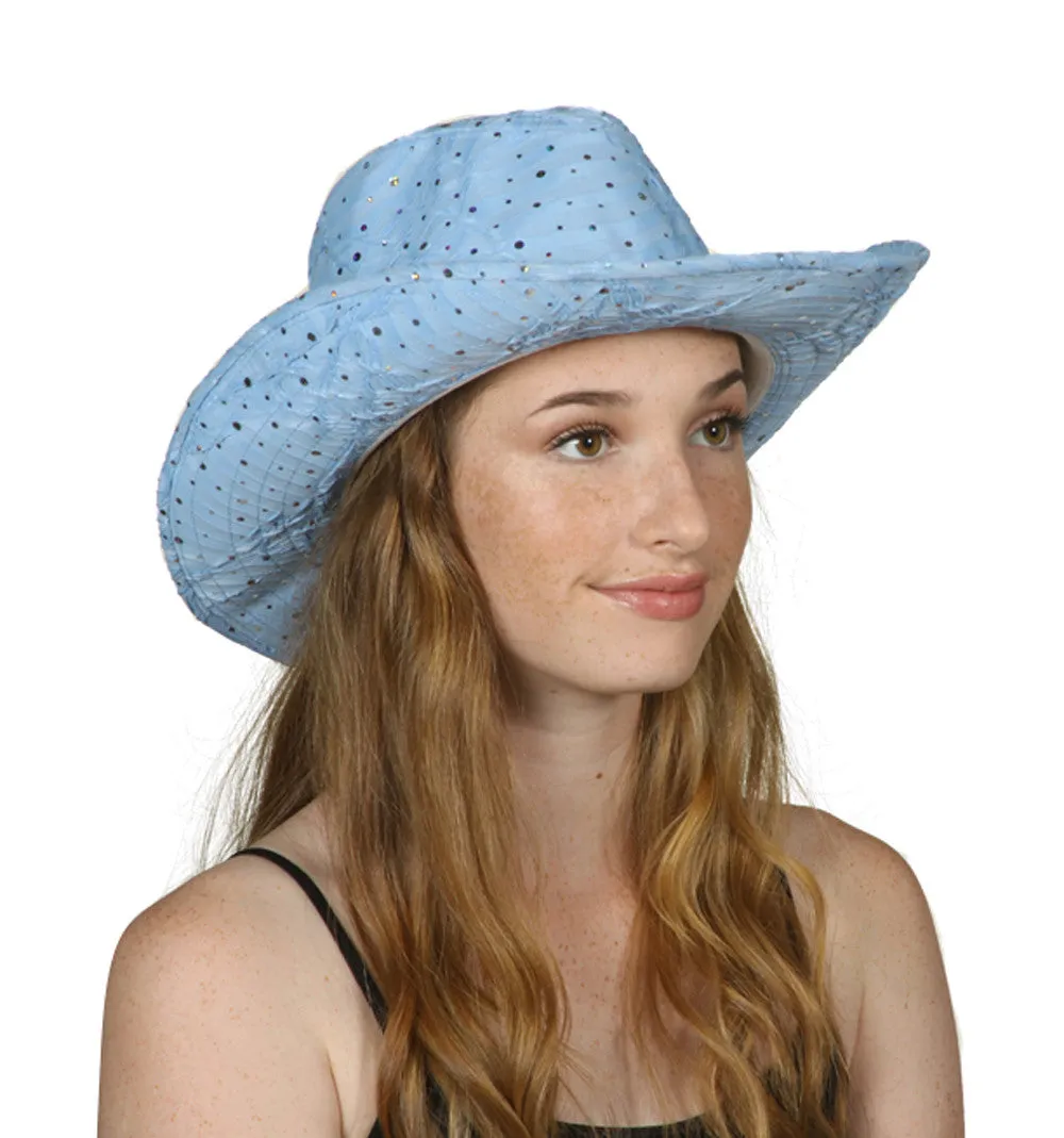 TopHeadwear Glitter Sequin Trim Cowboy Hat