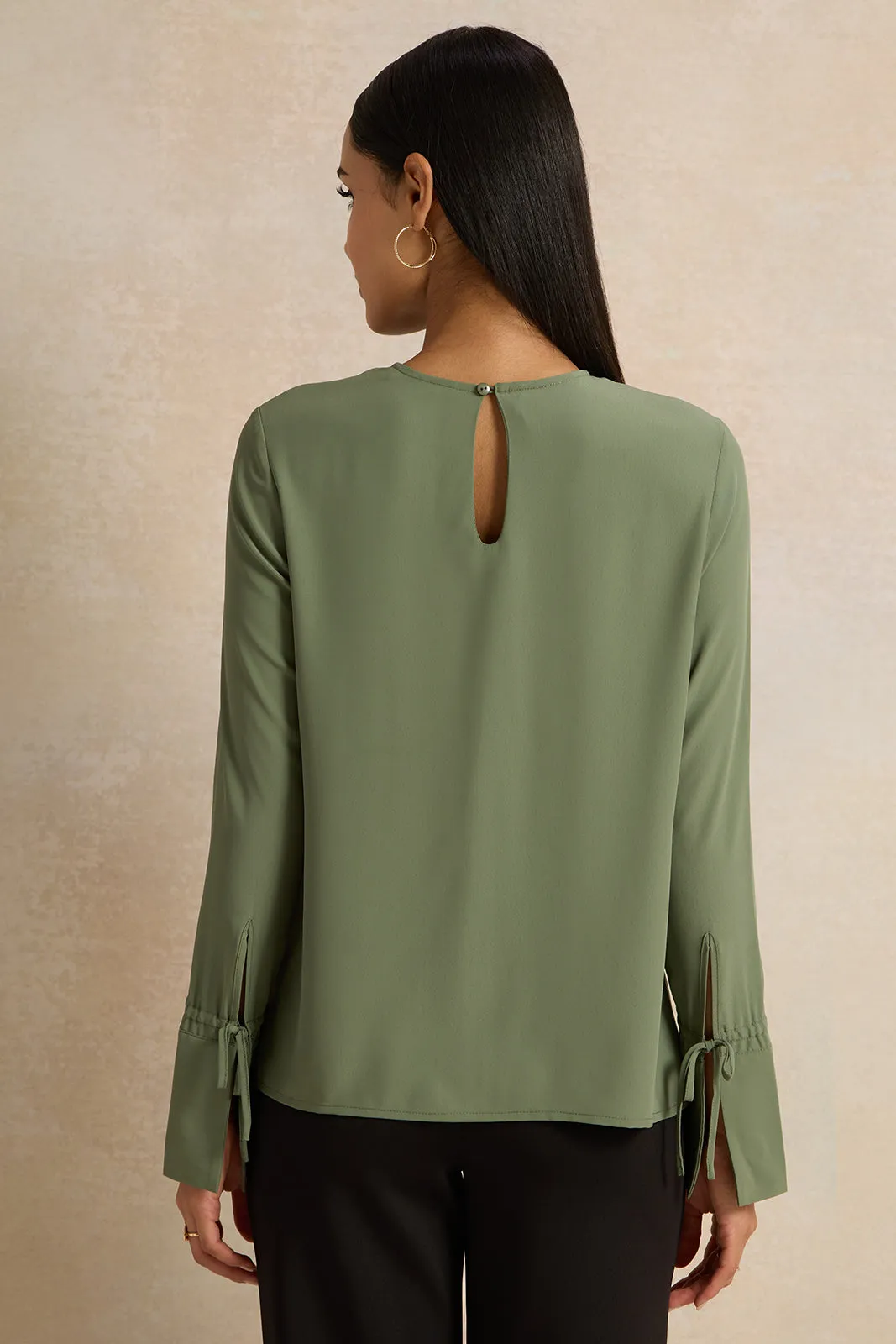 Women Green Crepe Blouse