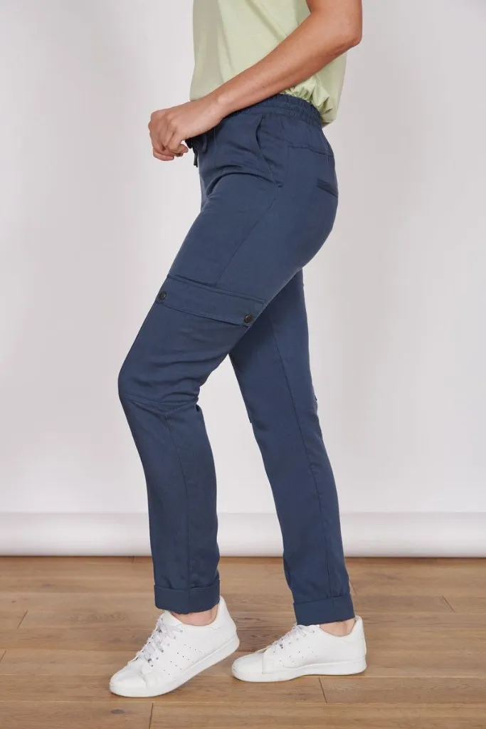 Womens Tailored Joggers - Charlotte Navy - Sustainable Tencel Fabric