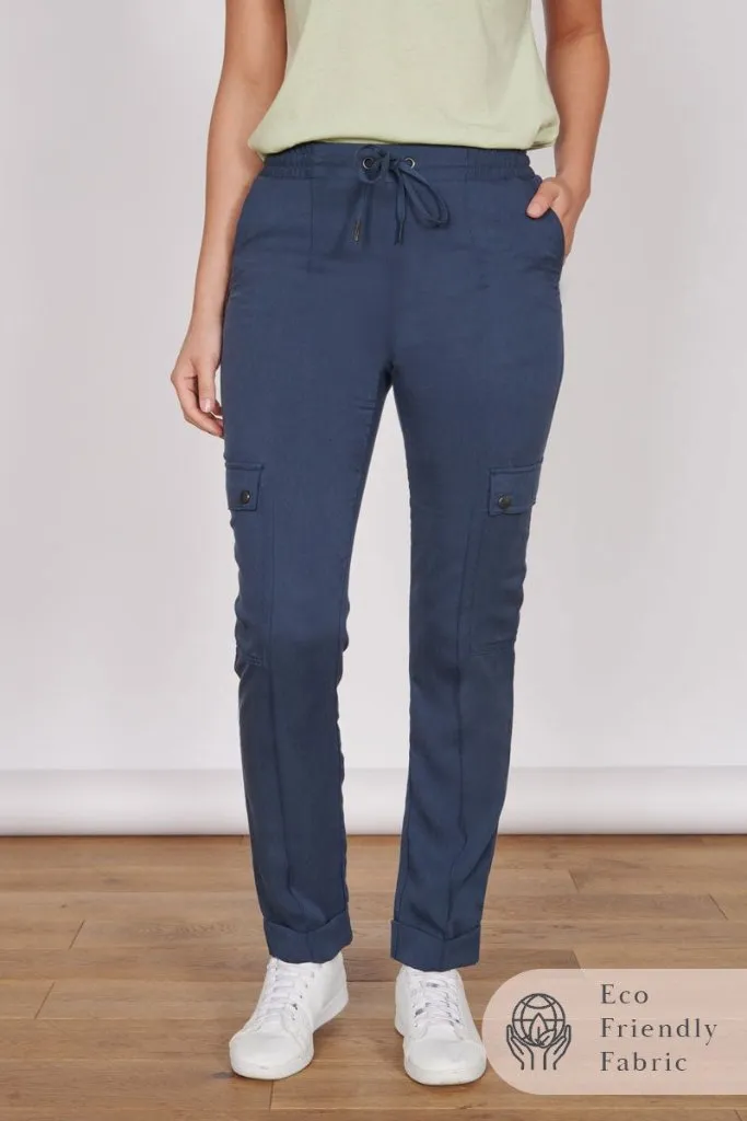 Womens Tailored Joggers - Charlotte Navy - Sustainable Tencel Fabric