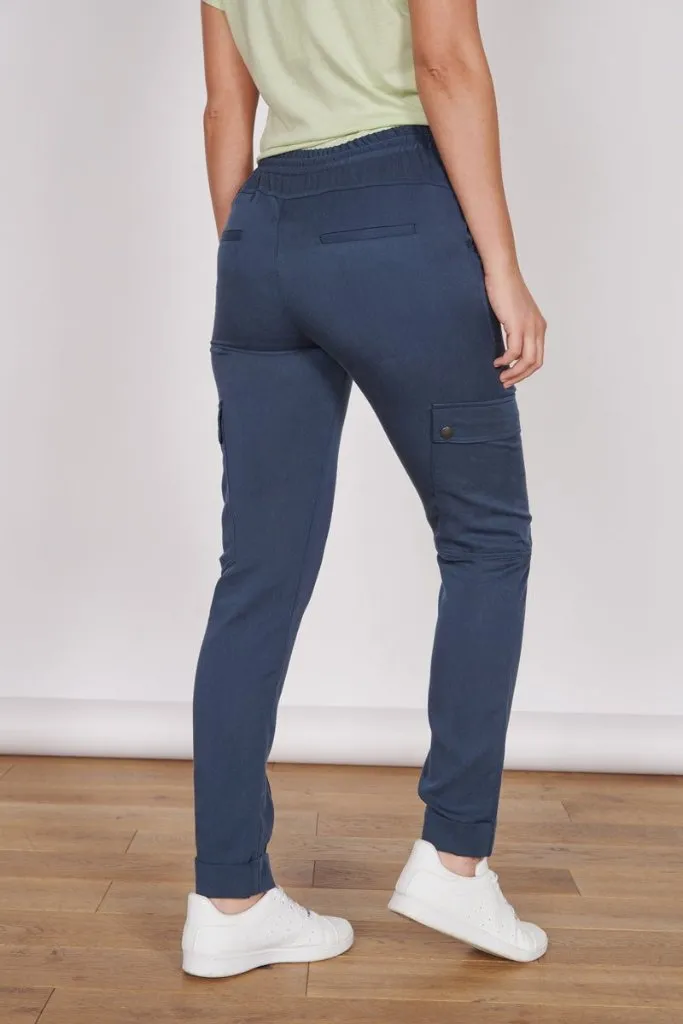 Womens Tailored Joggers - Charlotte Navy - Sustainable Tencel Fabric