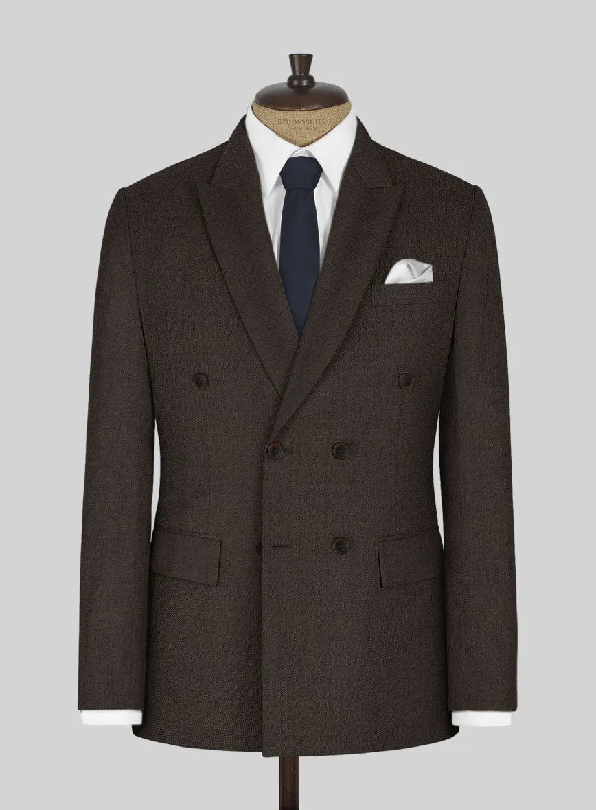 Worsted Dark Brown Wool Suit