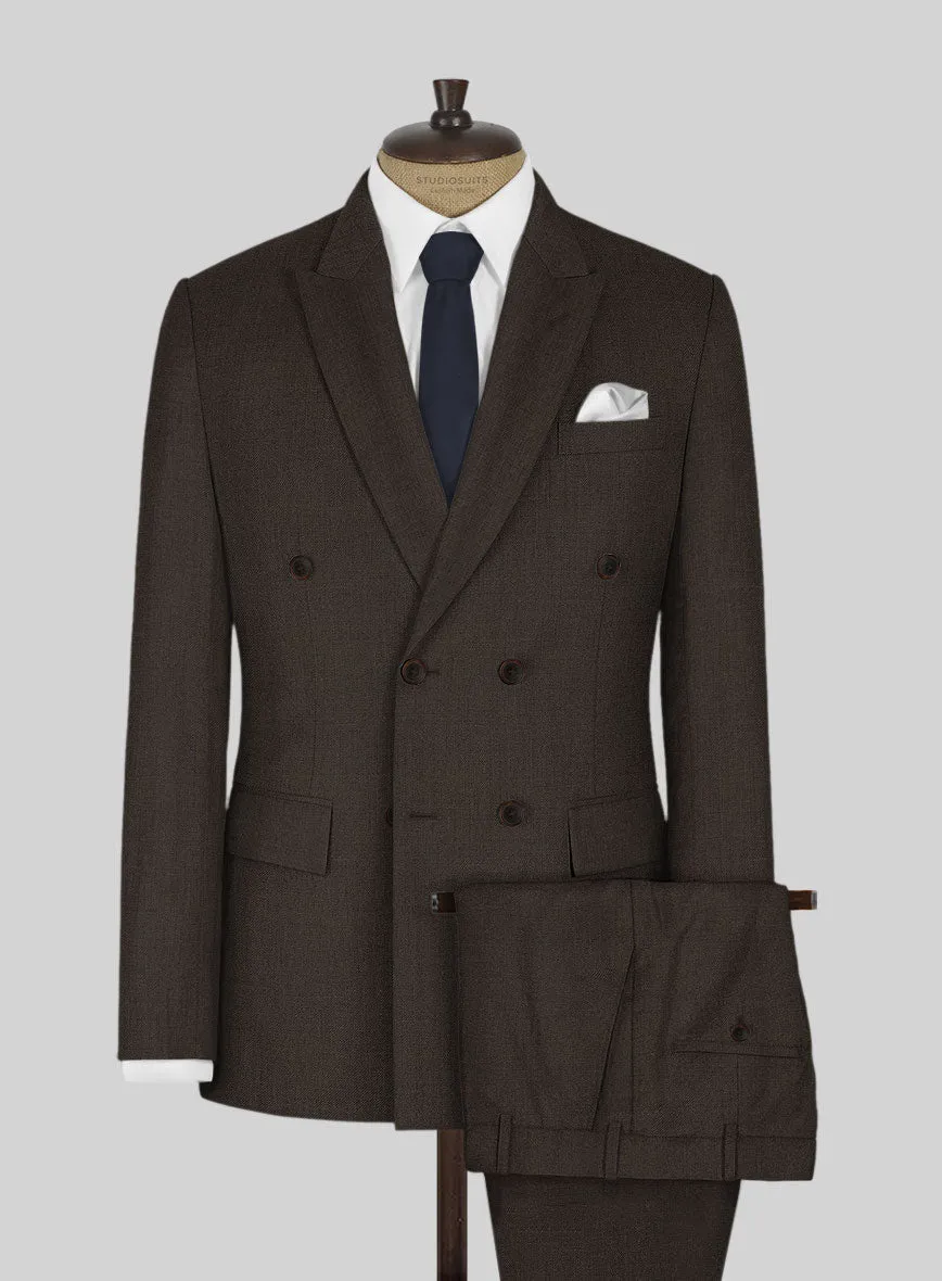 Worsted Dark Brown Wool Suit